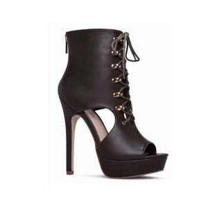 FELICE Lace-Up Platform Open Toe Bootie
